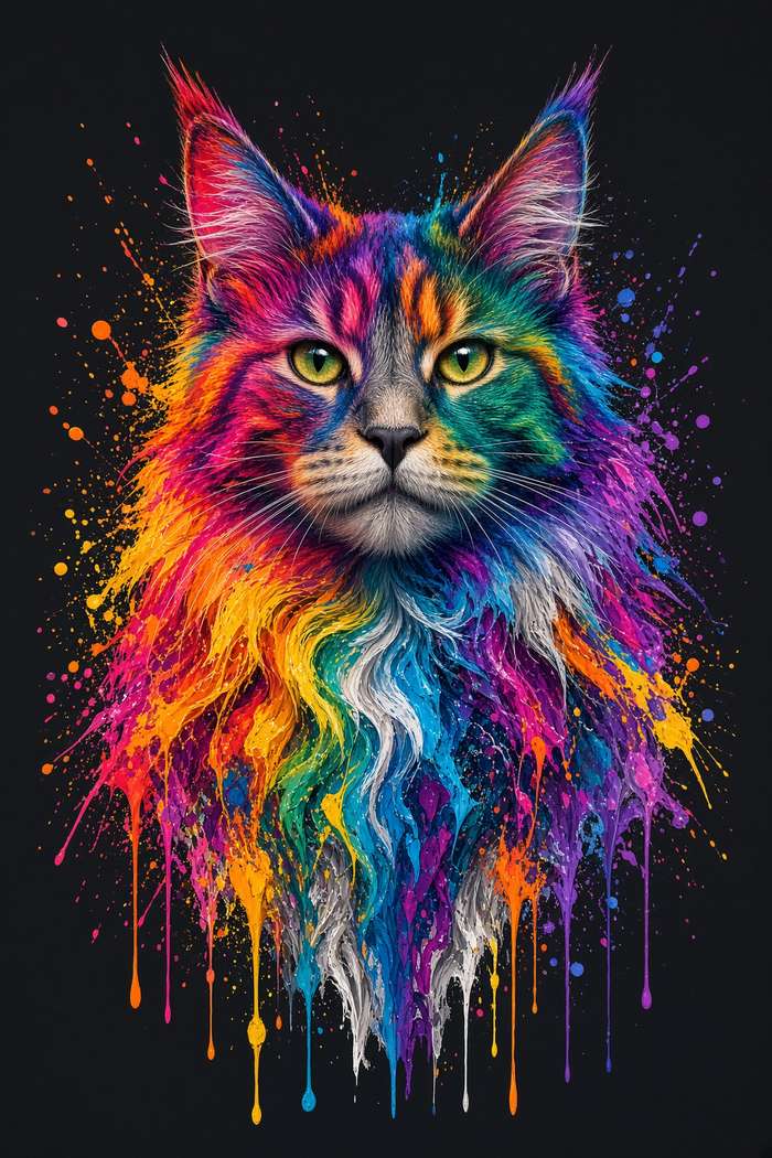 Maine Coon poster, Paint Splash Cats
