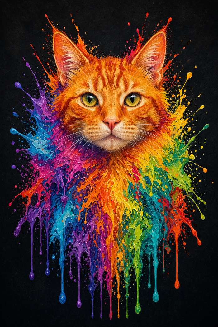 Orange Tabby poster, Paint Splash Cats