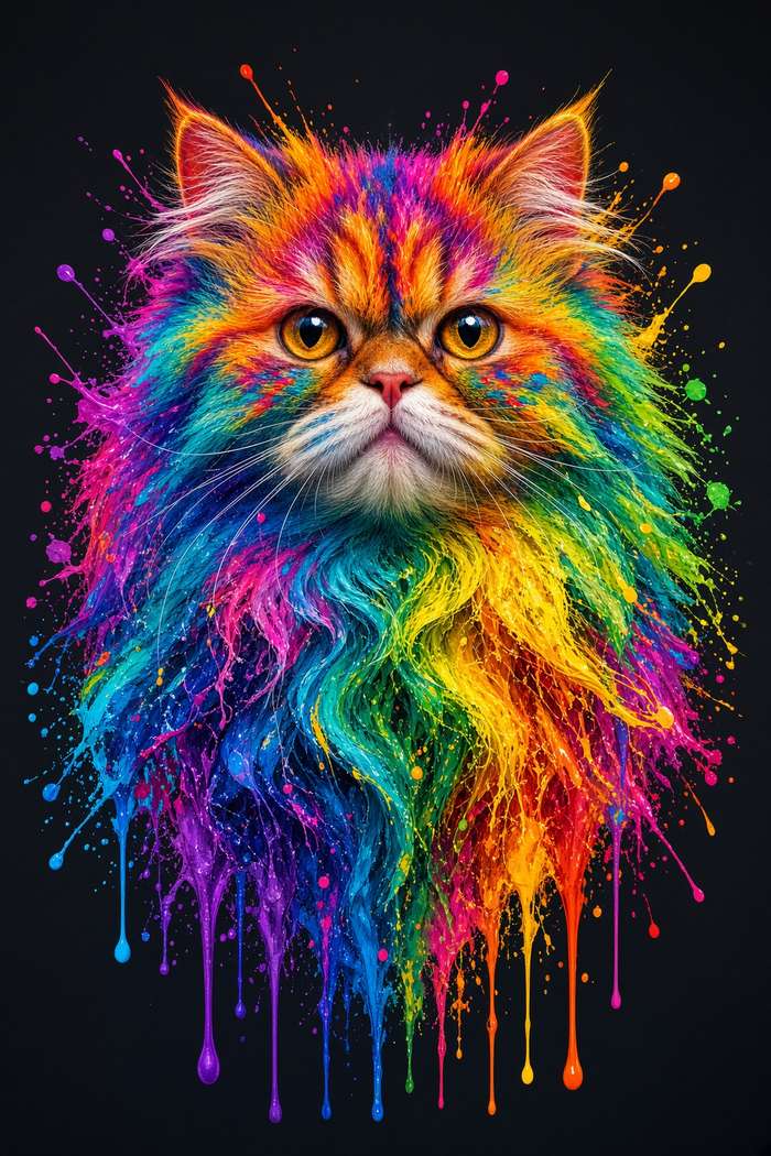 Persian poster, Paint Splash Cats