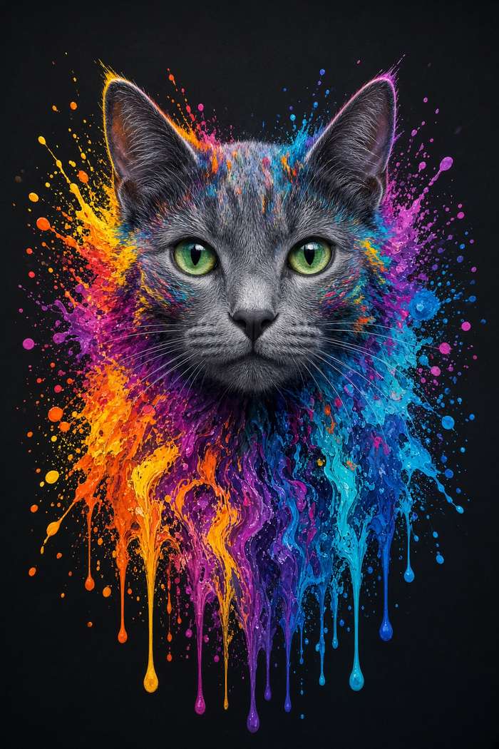 Russian Blue poster, Paint Splash Cats