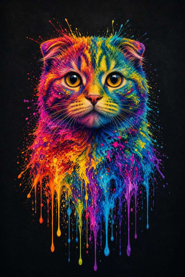 Scottish Fold poster, Paint Splash Cats