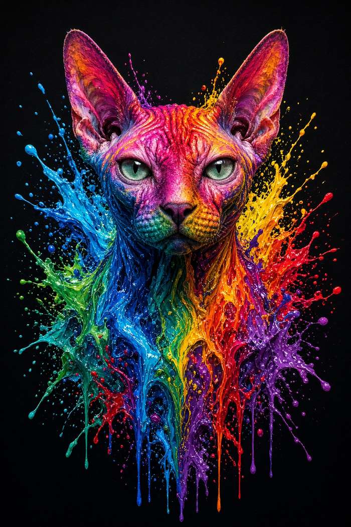 Sphynx poster, Paint Splash Cats