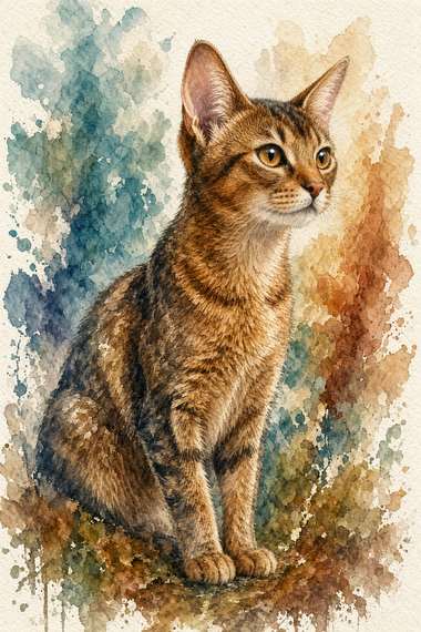 Abyssinian poster, Watercolor Cats