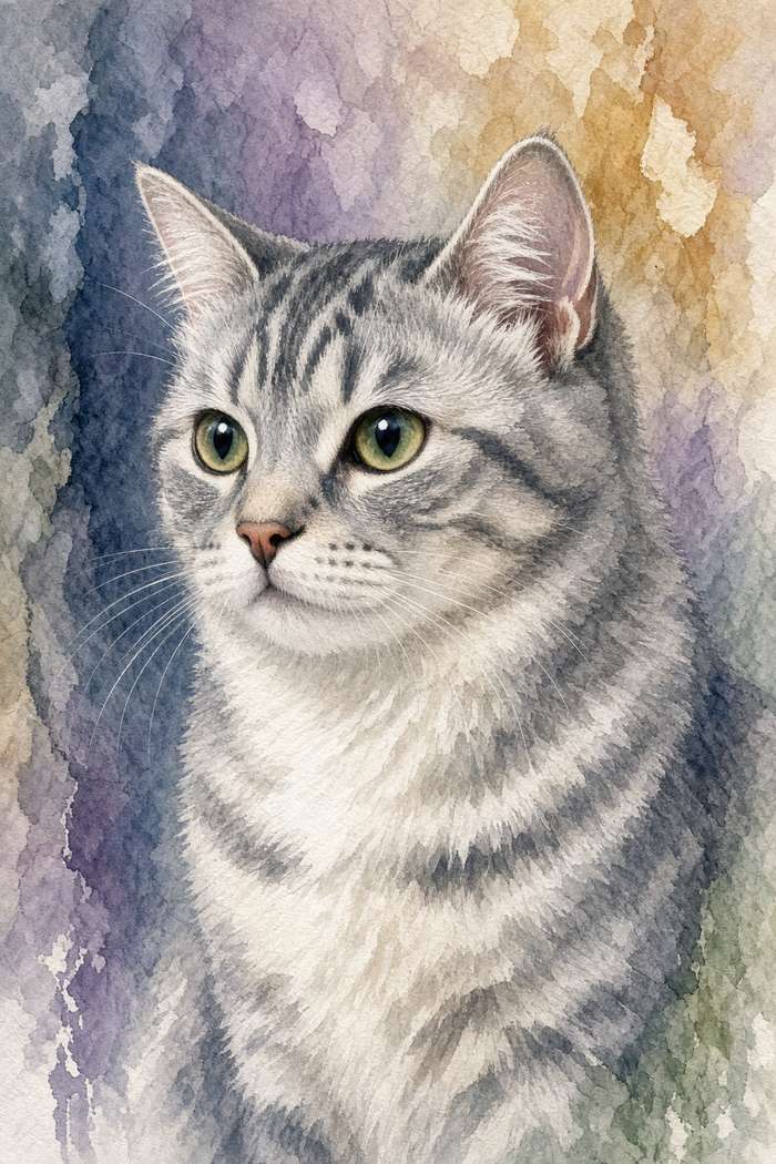 American Shorthair poster, Watercolor Cats