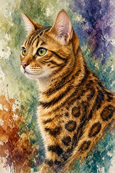 Bengal poster, Watercolor Cats