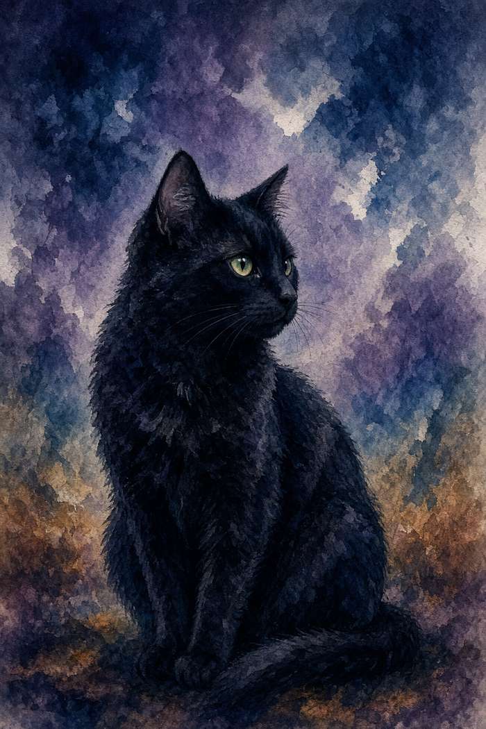 Black Cat poster, Watercolor Cats