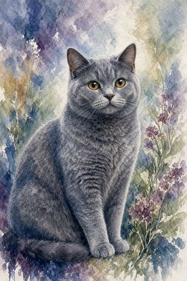 British Shorthair poster, Watercolor Cats