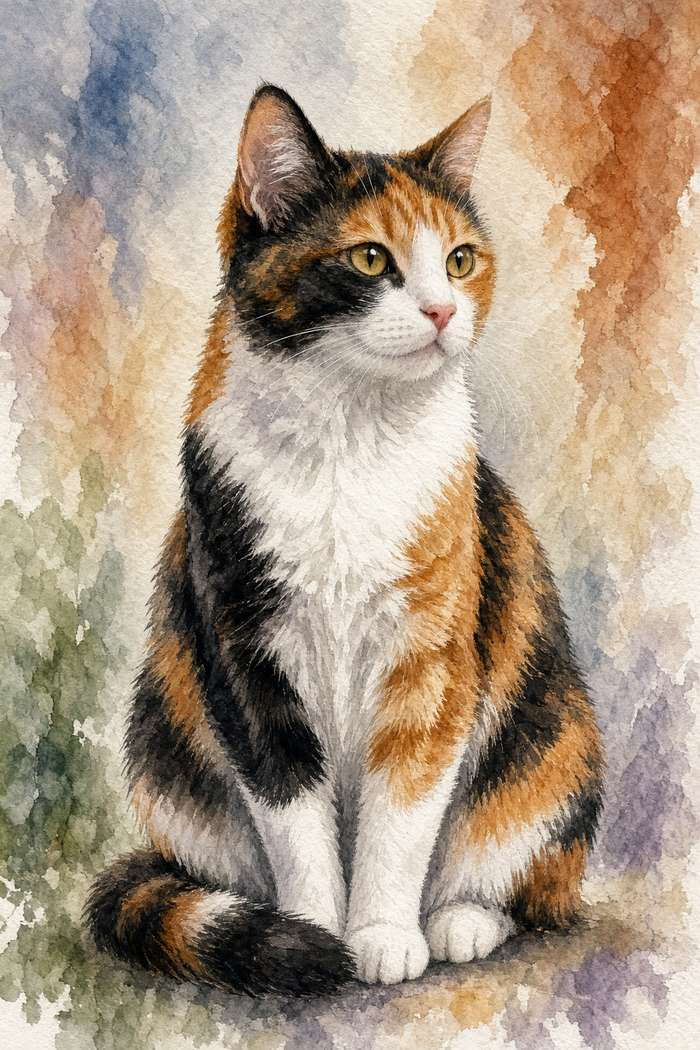 Calico poster, Watercolor Cats