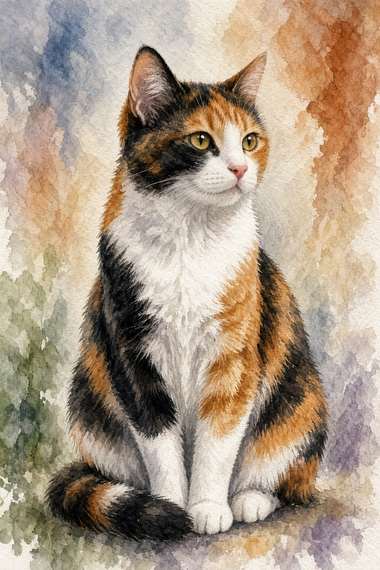 Calico poster, Watercolor Cats