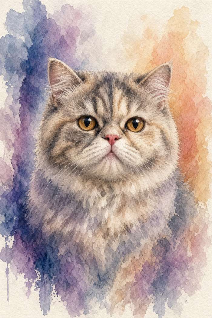 Exotic Shorthair poster, Watercolor Cats