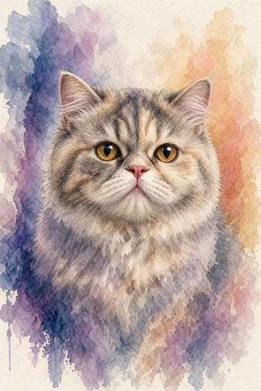Exotic Shorthair poster, Watercolor Cats