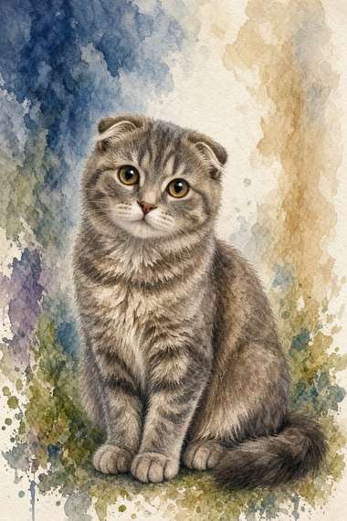 Scottish Fold poster, Watercolor Cats