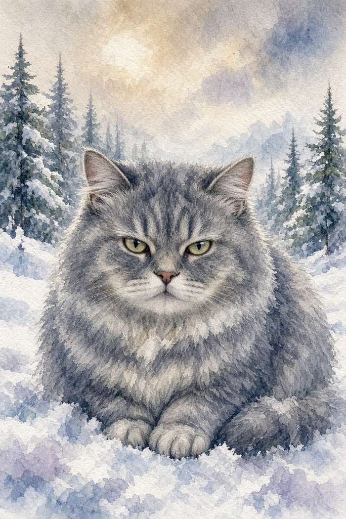 Siberian poster, Watercolor Cats
