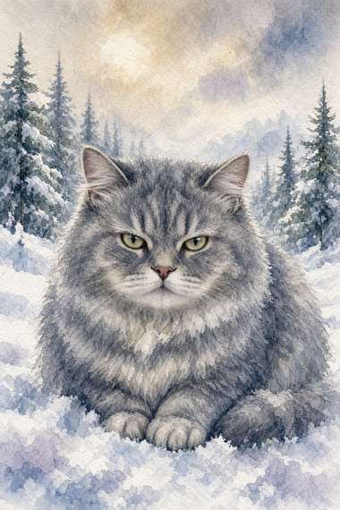 Siberian poster, Watercolor Cats