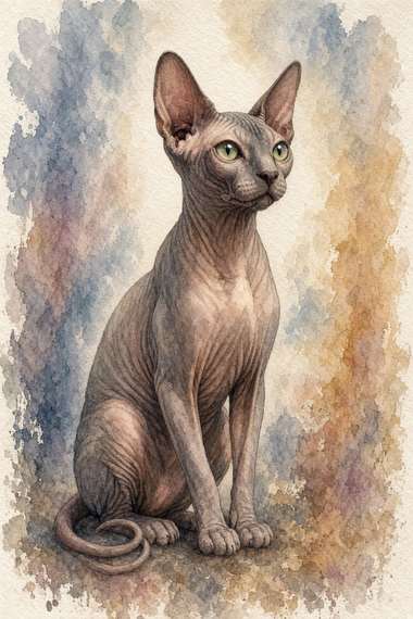 Sphynx poster, Watercolor Cats