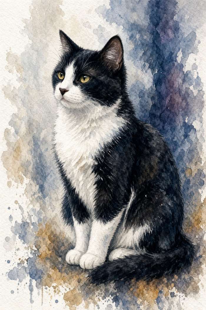 Tuxedo poster, Watercolor Cats