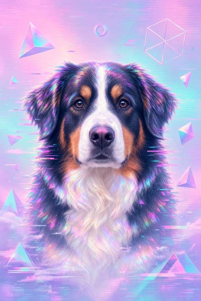 Bernese Mountain Dog poster, Cotton Candy Canines