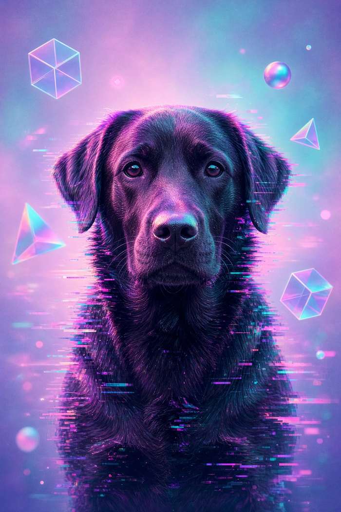 Black Labrador poster, Cotton Candy Canines