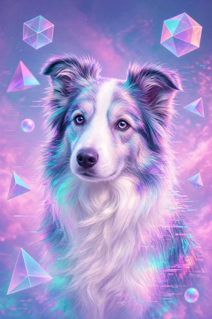 Border Collie poster, Cotton Candy Canines