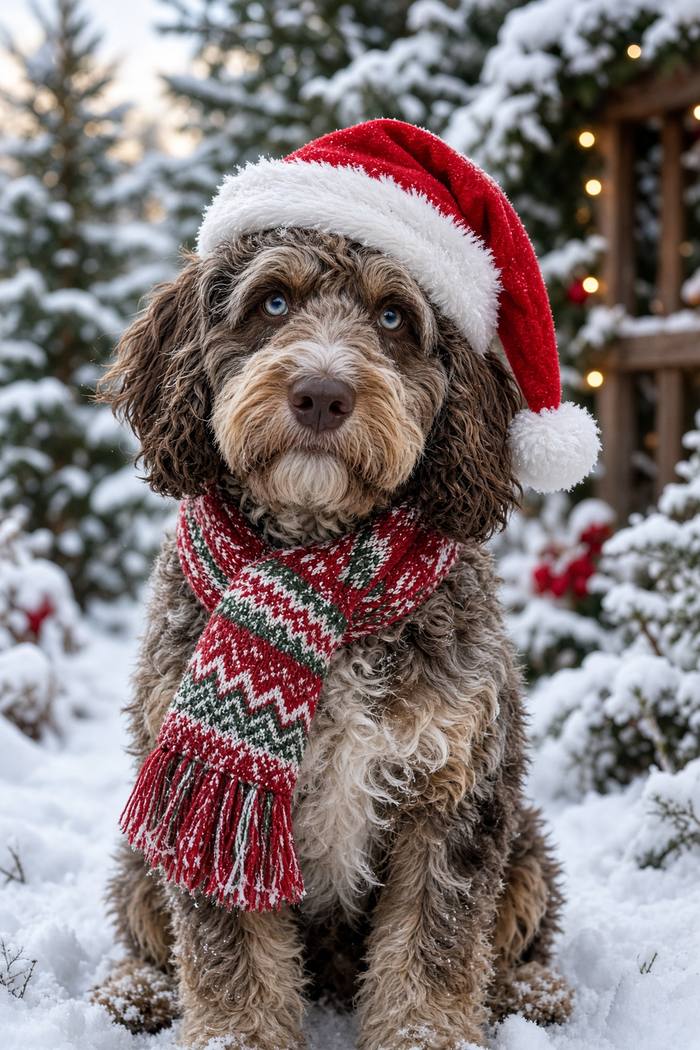 Aussiedoodle poster, Christmas Dogs