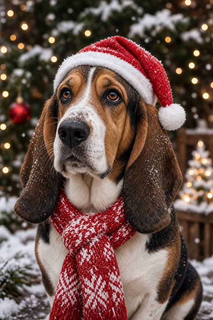 Basset Hound poster, Christmas Dogs