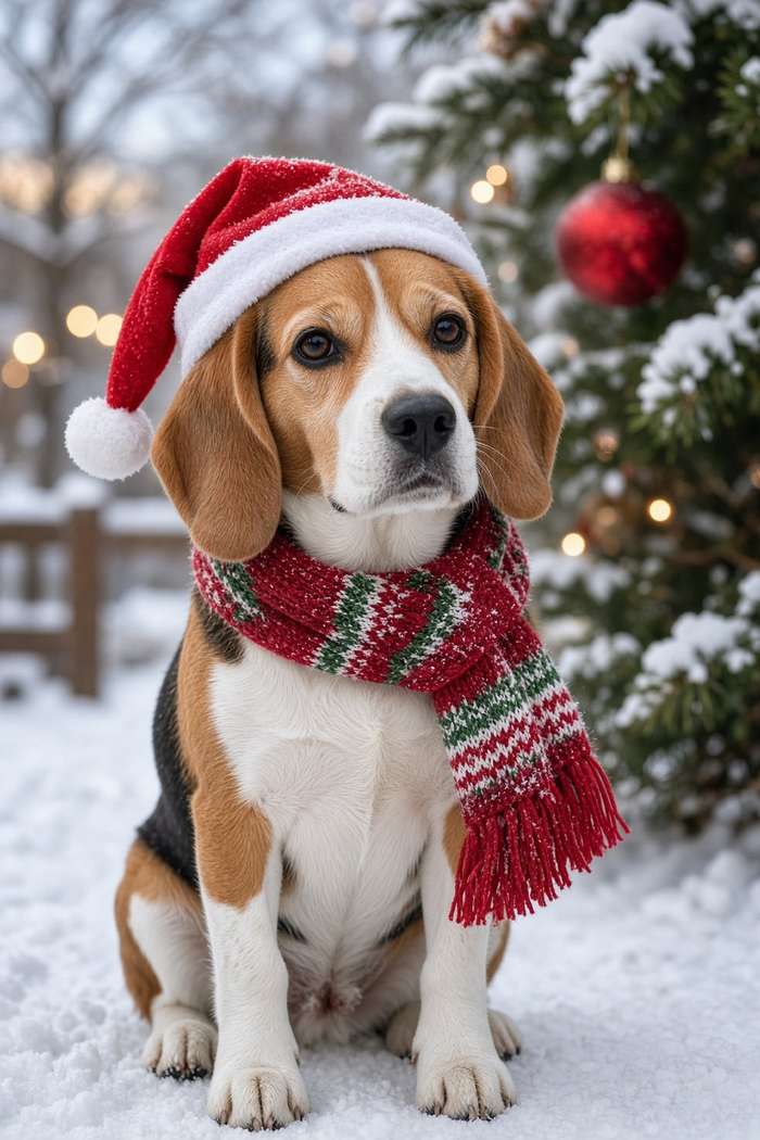 Beagle poster, Christmas Dogs