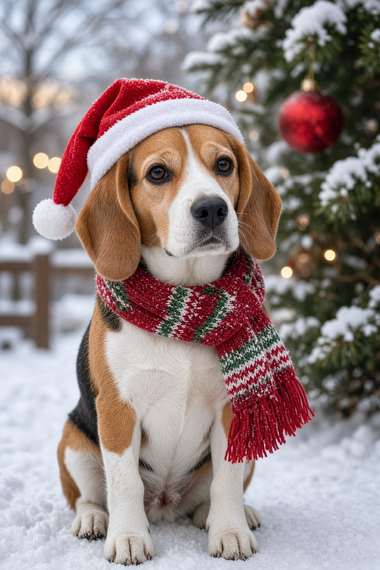 Beagle poster, Christmas Dogs