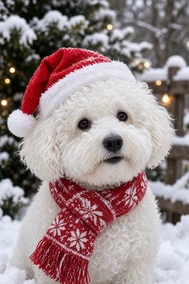 Bichon Frise poster, Christmas Dogs