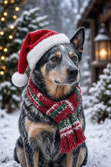 Blue Heeler poster, Christmas Dogs