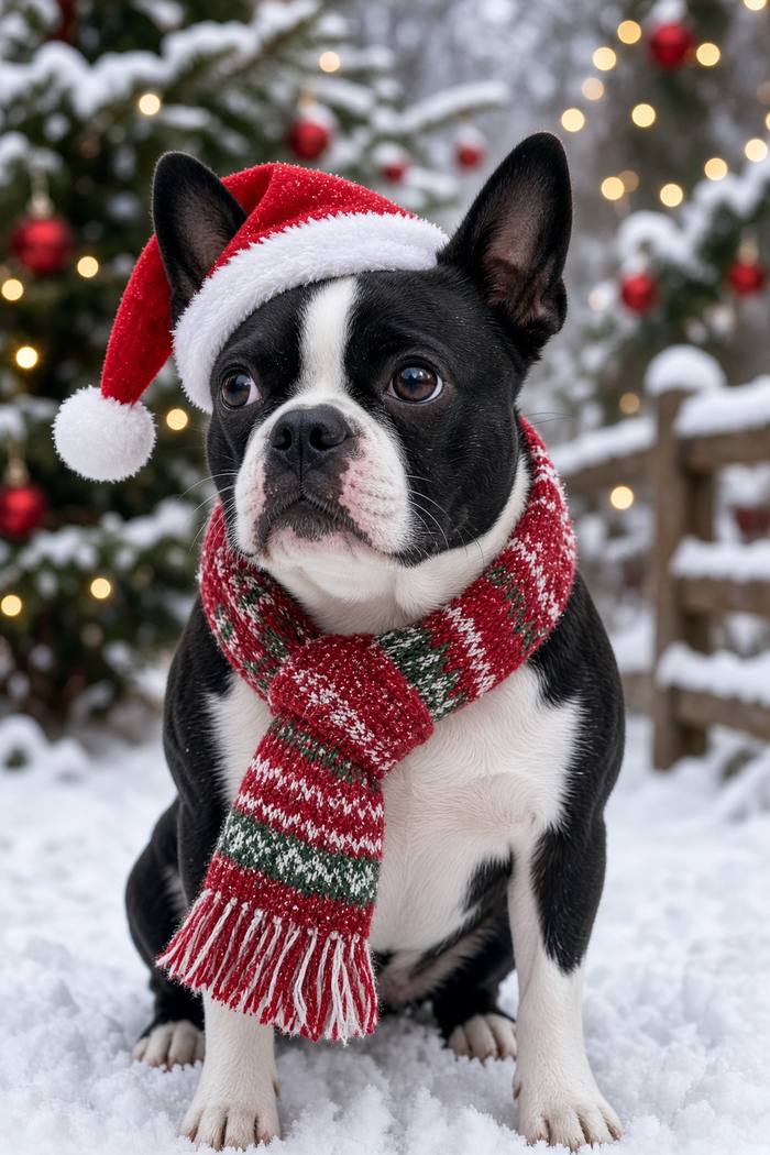 Boston Terrier poster, Christmas Dogs
