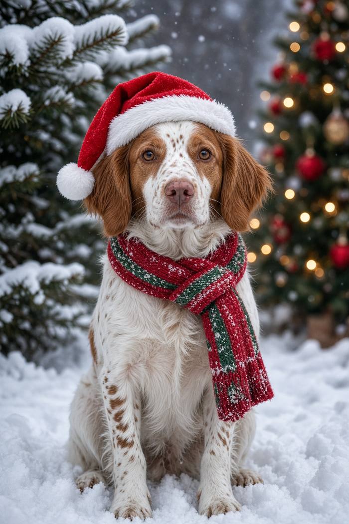 Brittany poster, Christmas Dogs