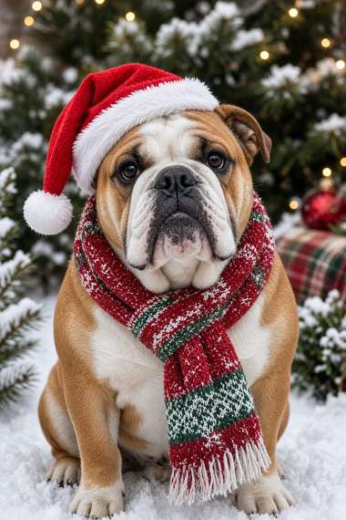 Bulldog poster, Christmas Dogs