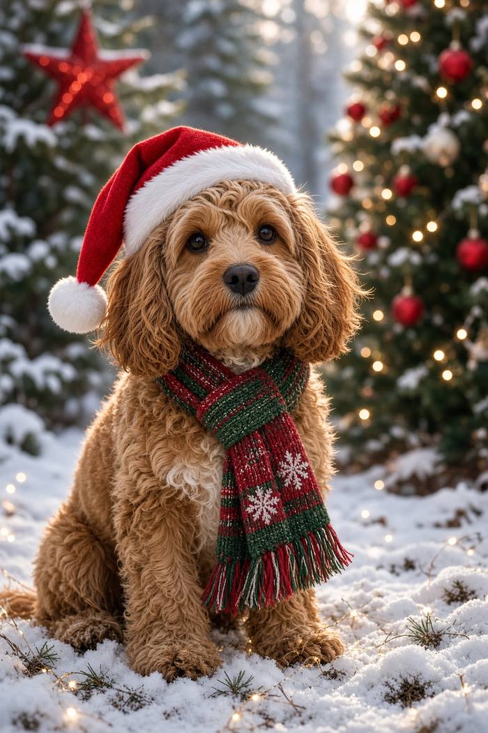 Cavapoo poster, Christmas Dogs
