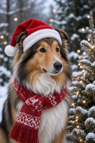 Collie poster, Christmas Dogs