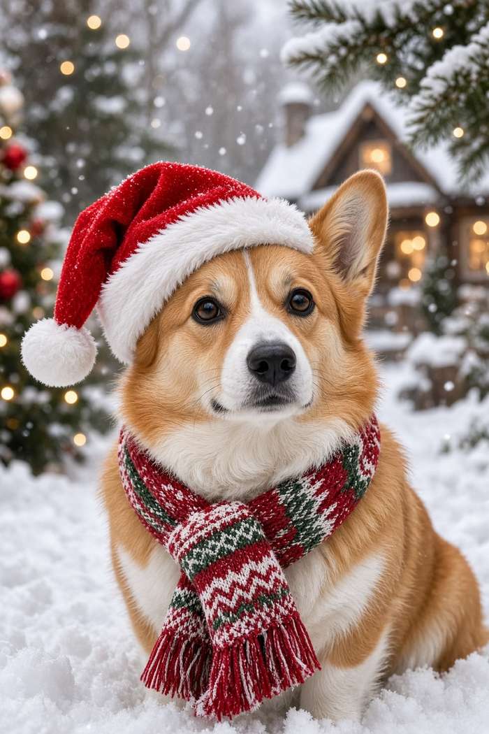 Corgi poster, Christmas Dogs