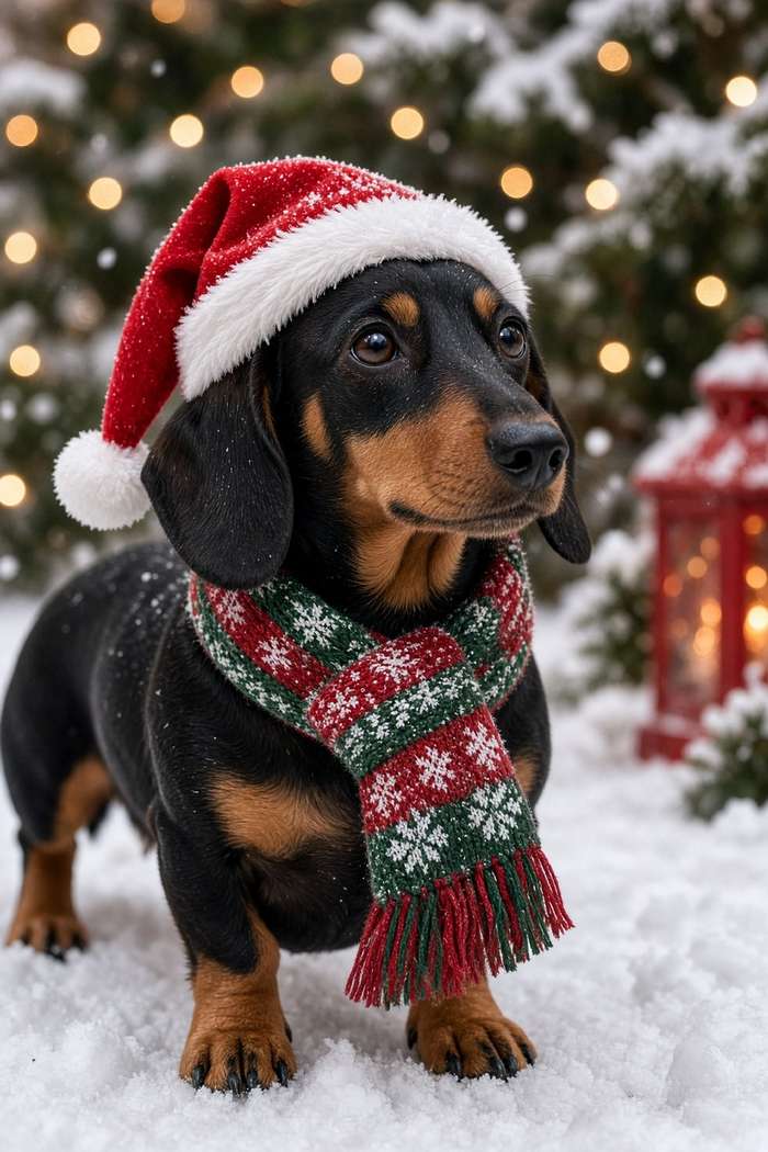 Dachshund poster, Christmas Dogs