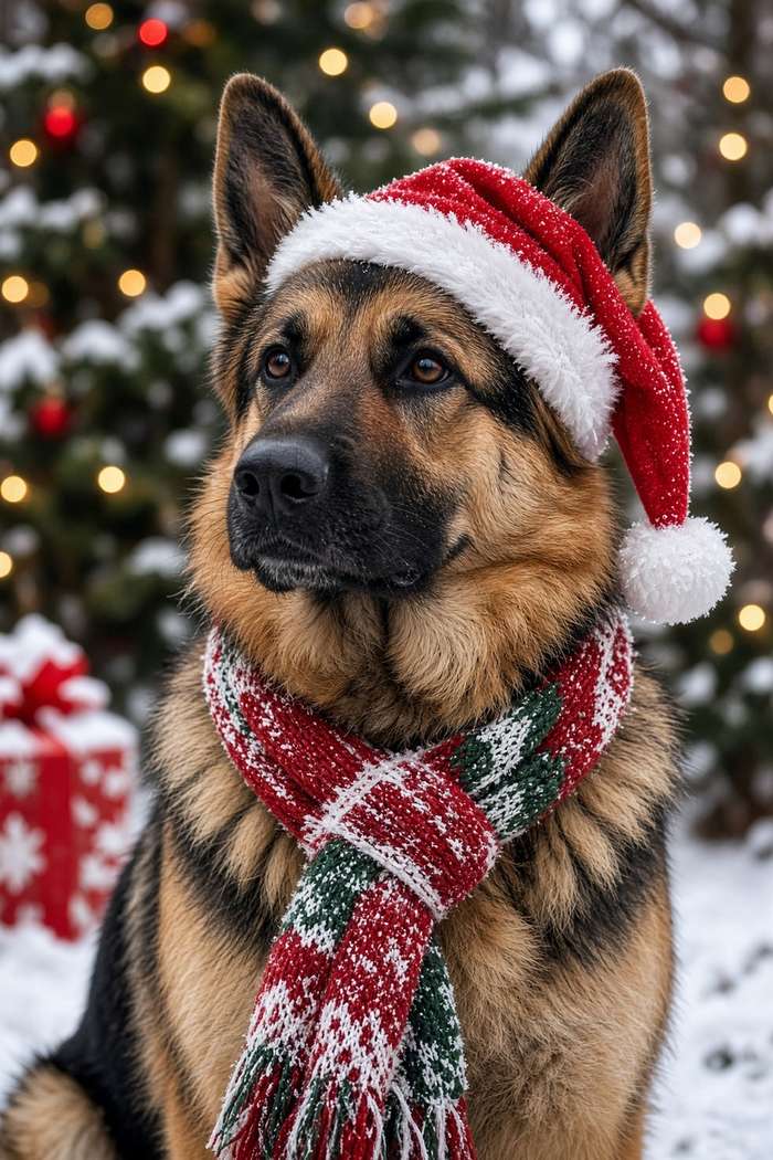 German Shepherd poster, Christmas Dogs