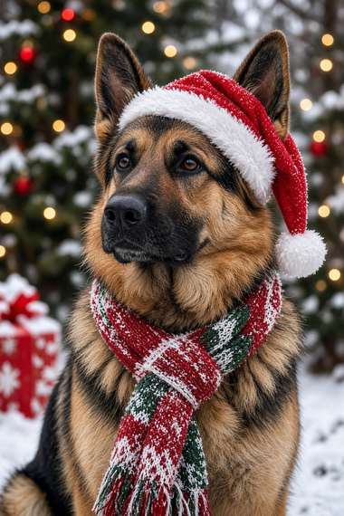 German Shepherd poster, Christmas Dogs
