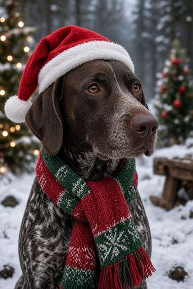 German Shorthaired Pointer poster, Christmas Dogs