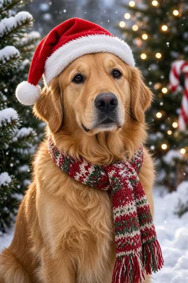 Golden Retriever poster, Christmas Dogs