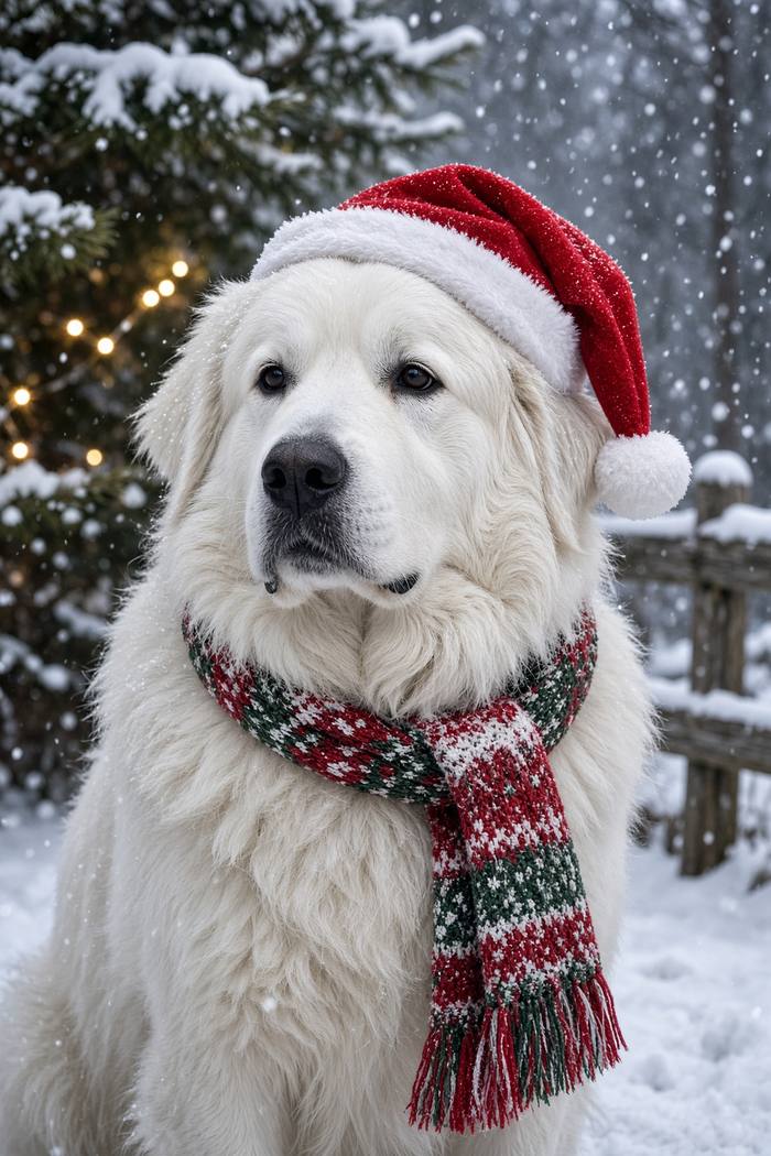 Great Pyrenees poster, Christmas Dogs