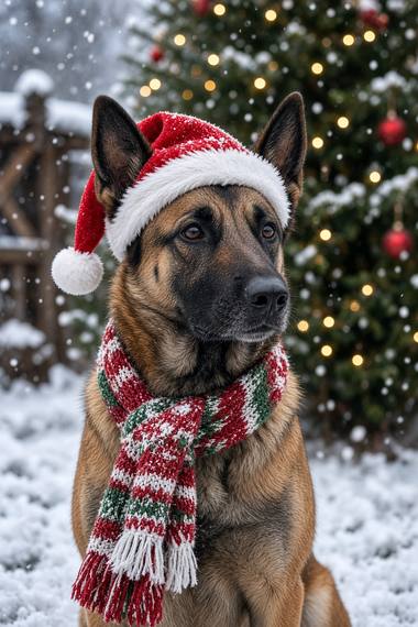 Malinois poster, Christmas Dogs