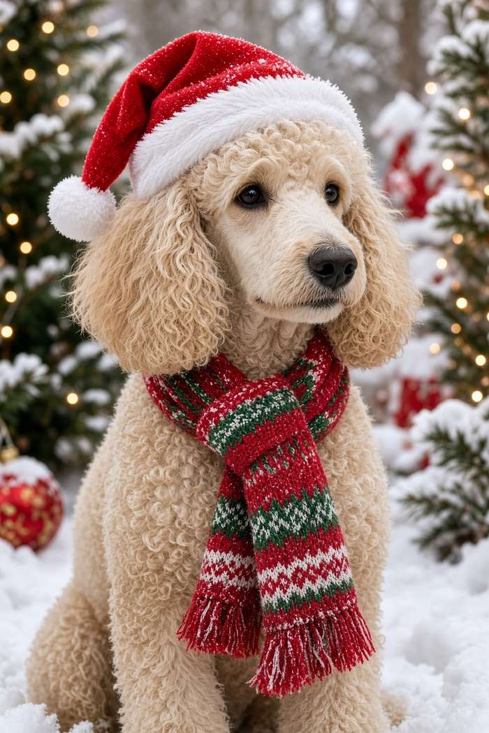 Poodle poster, Christmas Dogs