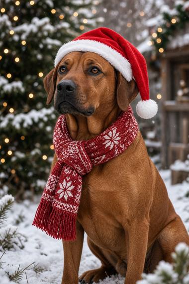 Rhodesian Ridgeback poster, Christmas Dogs
