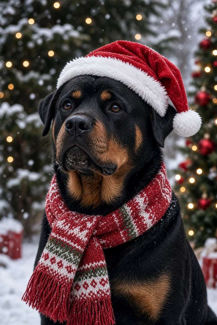 Rottweiler poster, Christmas Dogs
