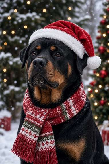Rottweiler poster, Christmas Dogs