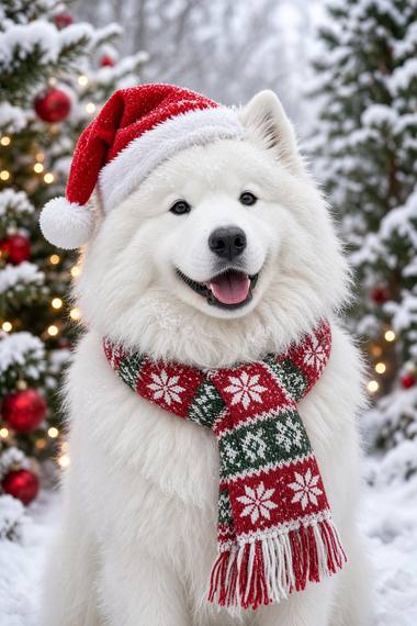 Samoyed poster, Christmas Dogs