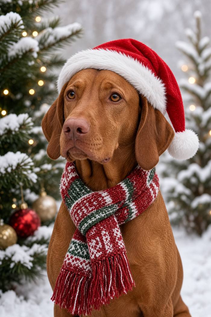 Vizsla poster, Christmas Dogs