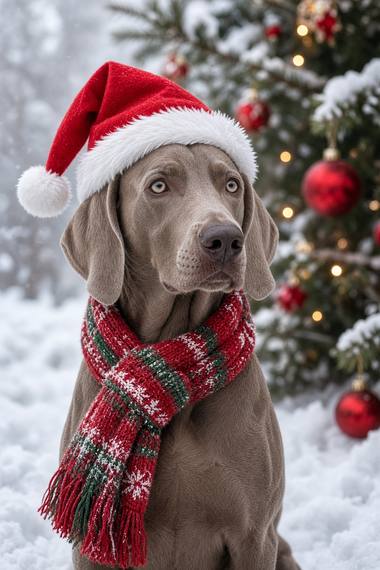 Weimaraner poster, Christmas Dogs
