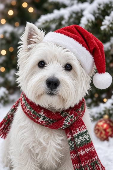 Westie poster, Christmas Dogs
